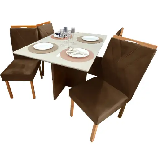 Mesa-de-Jantar-Helo-120x90cm-em-Veludo-com-4-Cadeiras-California-Poliman-Mel-Off-White-Marrom.webp