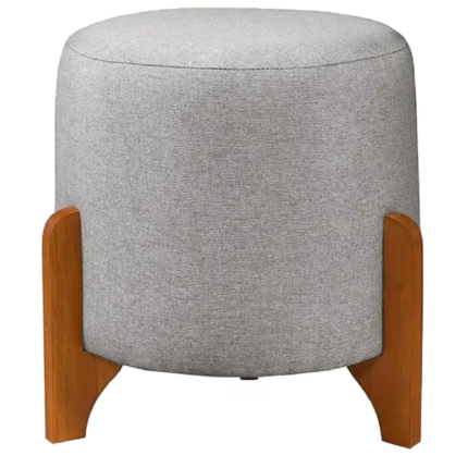 Puff Nara em Linho Redondo com Pés de Madeira RA