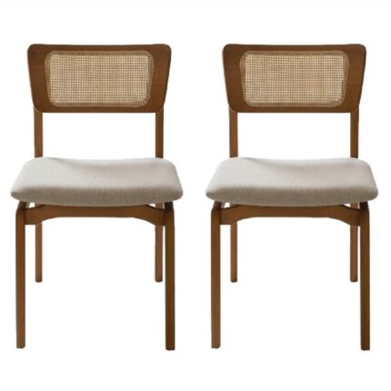Kit 2 Cadeiras New Viena Madeira Tecido Linho Hr
