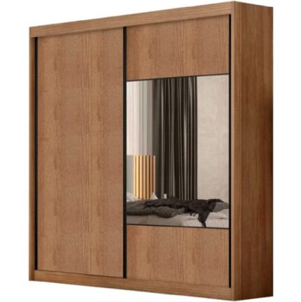 Guarda Roupa Versatto Casal 2 Portas 6 Gavetas com Espelho Novo Horizonte