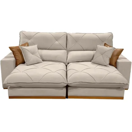 Sofá Aquiles Com Molas Ensacadas 4 Lugares Retrátil E Reclinável 250cm Tecido Veludo Zarat