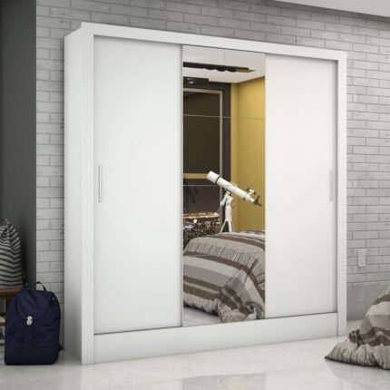 Guarda Roupa Casal Dubai com Espelho e 3 Portas de Correr